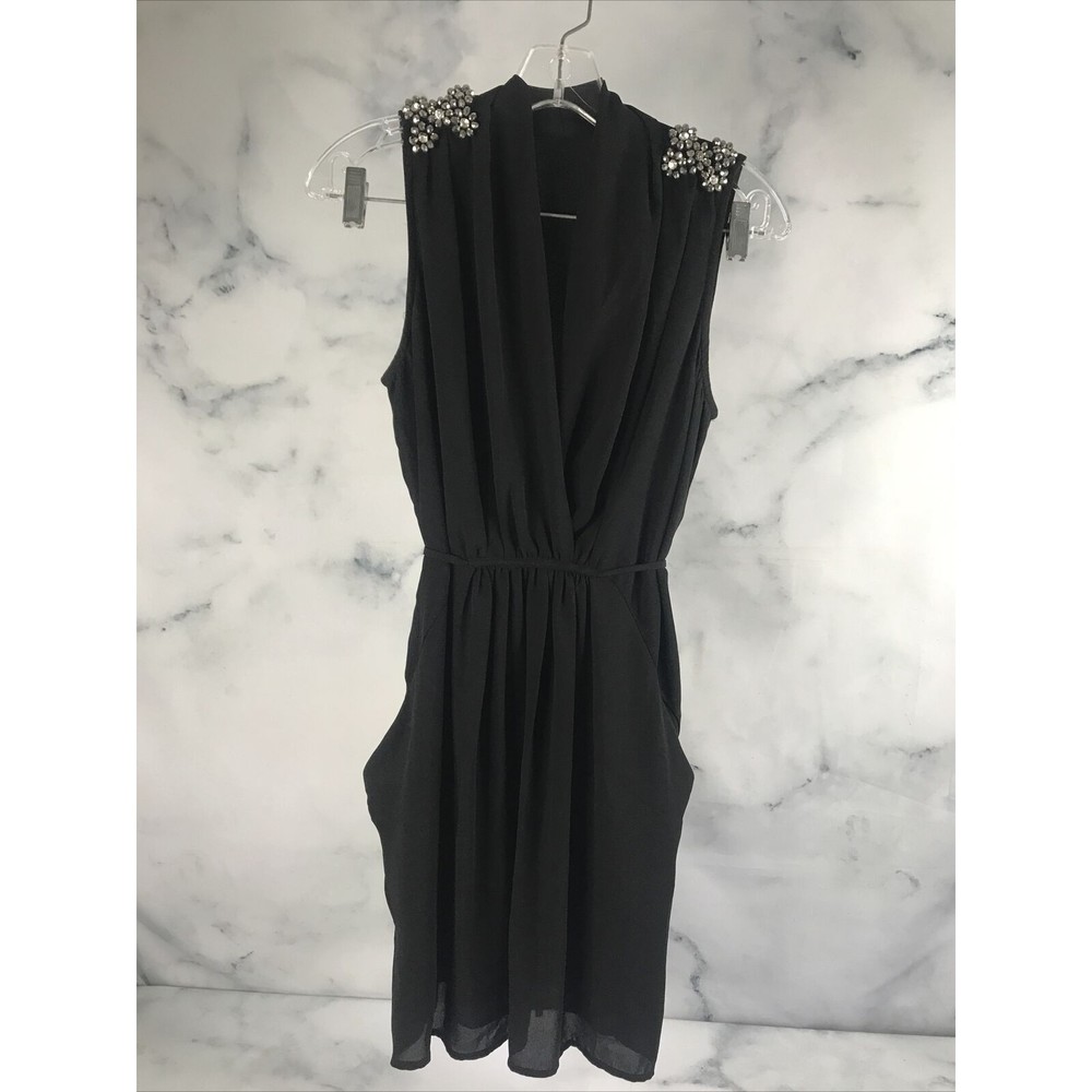 Collective Concepts, black beaded sleeveless Dress Size Medium, tie waist